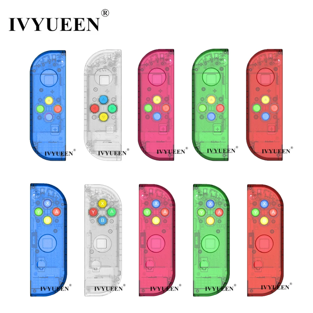 

IVYUEEN Transparent Replacement Housing Shell Case for Nintend Switch NS Joy-Con JoyCon Controller Clear Blue Green Pink Cover