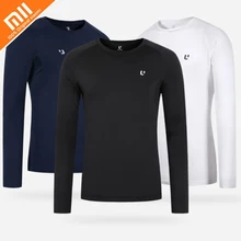 Original xiaomi mijia Uleemark esportes T-shirt longo-sleeved O-neck magro tendência casual dos homens longo-sleeved T-shirt
