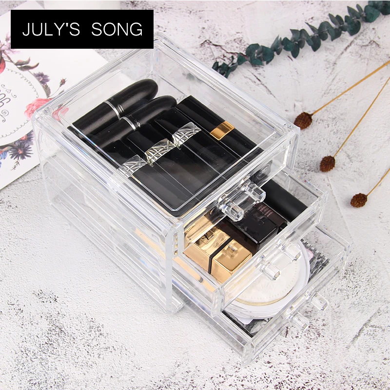July S Song 3 Drawers Plastic Cosmetic Makeup Storage Organizer