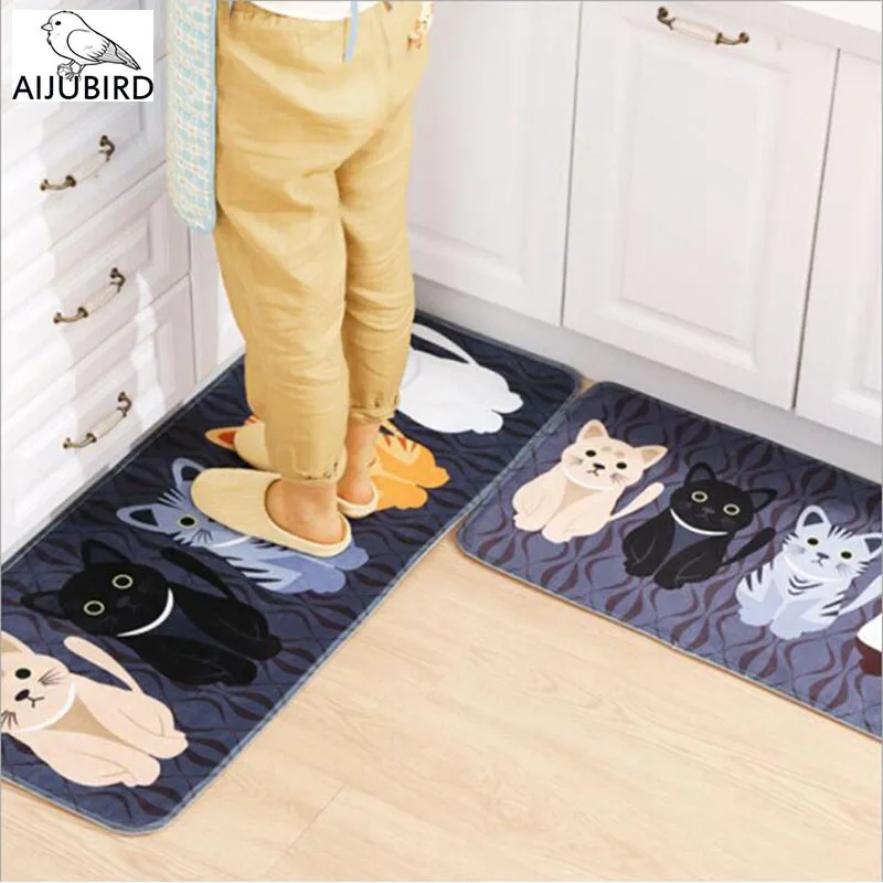 kitchen mat In front of the Floor Mats Animal Cat Printed Bathroom