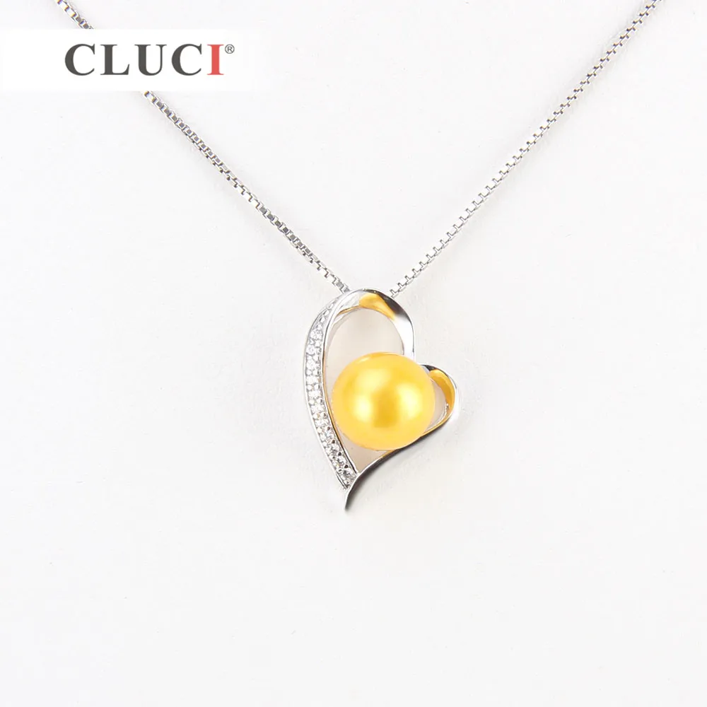 CLUCI  크리스탈 펜던트 장착 하트 목걸이 지르콘 러브 펜던트 목걸이 라인 석 애인 선물 SP200SB