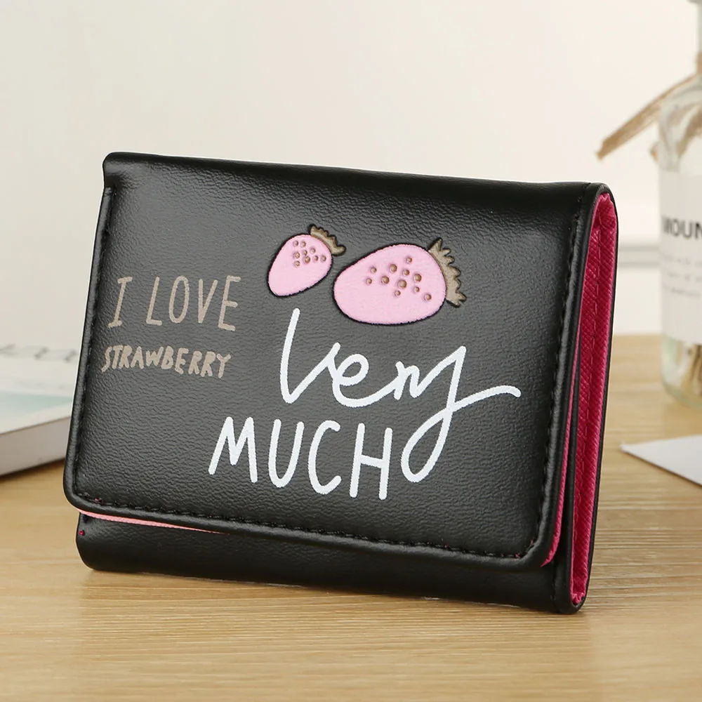 Letter Print Women Simple Retro Hasp Short Wallet Coin Purse Wallets