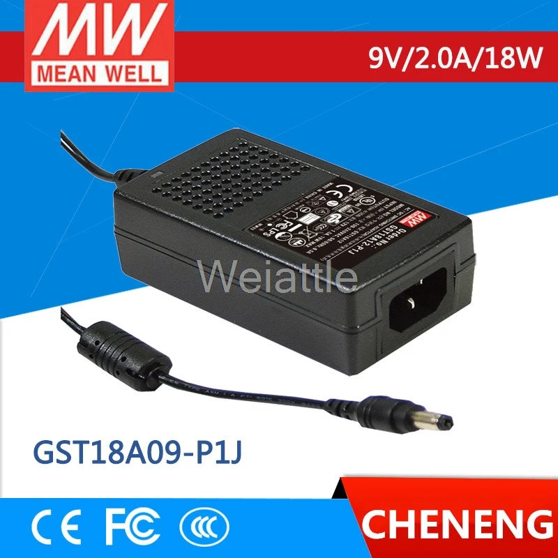 MEAN WELL Оригинал GST18A09 P1J 9V 2A meanwell GST18A 18W AC DC промышленный адаптер высокой