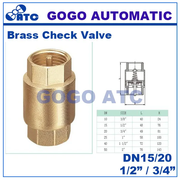 Specification : DN20 DINGGUANGHE 1 Pair 1/2 Inch DN15 DN20 Female Check Valve Brass in Line Spring Vertical Check Valve Specification : DN20 DINGGUANGHE 1 Pair 1/2 Inch DN15 DN20 Female Check Valve Brass in Line Spring Vertical Check Valve