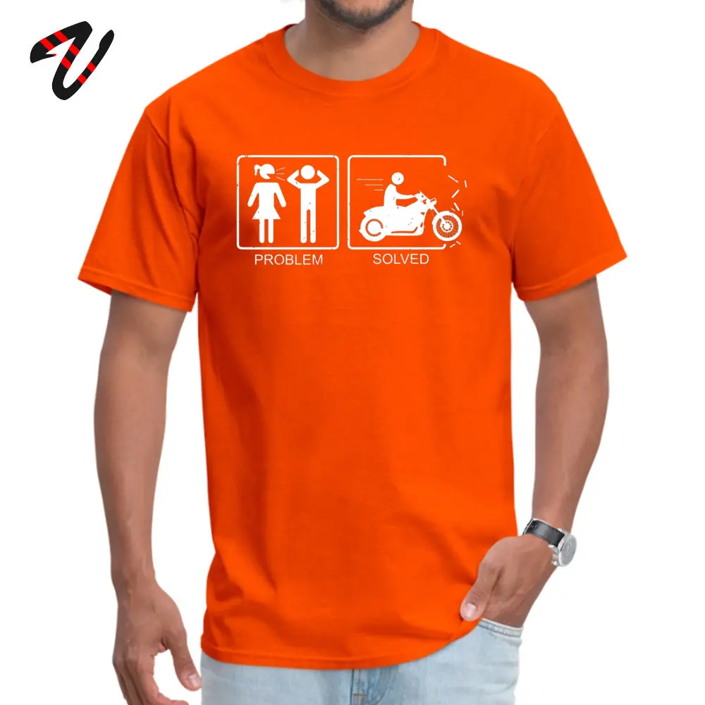Men T Shirts Problem Solved Motorcycle Leisure Tops Tees Pure Cotton Round Neck Short Sleeve Customized Tee-Shirt Summer/Autumn Problem Solved Motorcycle19253 orange