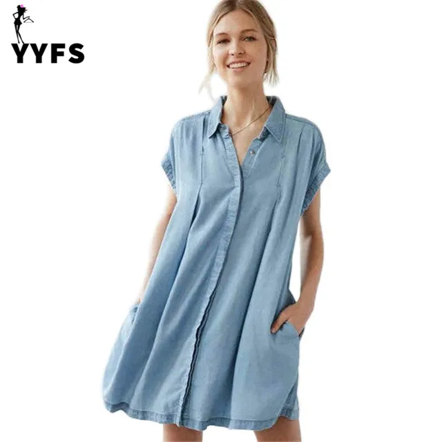 denim jurk korte mouw denim jurk korte mouw