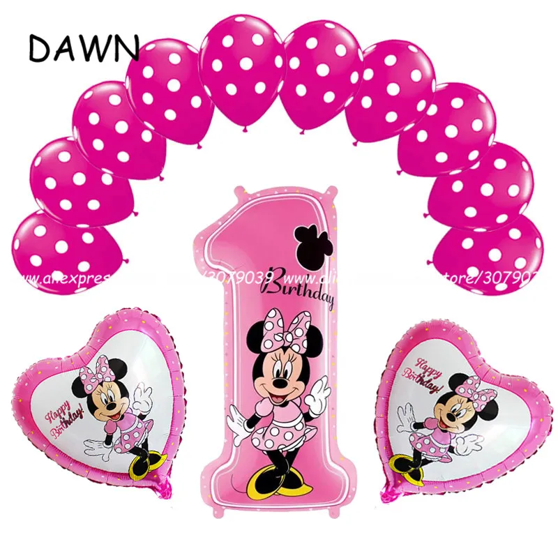 Disney Mickey//Minnie Mouse Globos De Papel De Aluminio número/" 1/' Azul//Rosa Cumpleaños Chica
