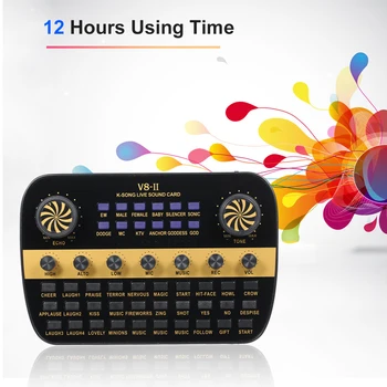

V8 Updated Live Sound Card Intelligent Volume Adjustable Audio Mixer Sound Card for Computer PC Live Sound