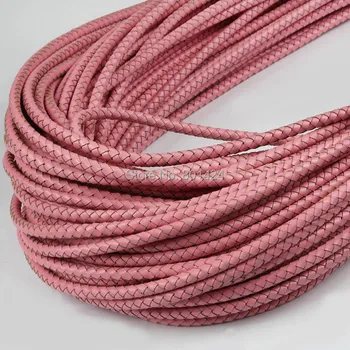 

Free Shipping 1M 87-33 6mm Braided Genuine Leather Cord for necklace&bracelet accessories for jewelry