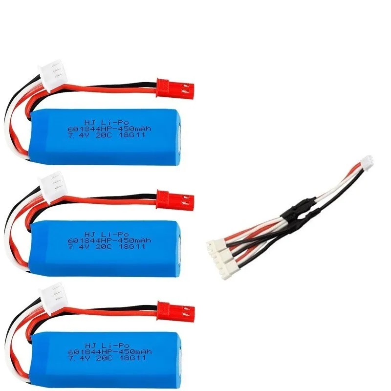 7,4 V 450mAh Lipo батарея и USB зарядное устройство для WLtoys K969 K979 K989 K999 P929 P939 RC автомобильные запчасти 2s 7,4 v батарея 3 шт - Цвет: Темно-бордовый