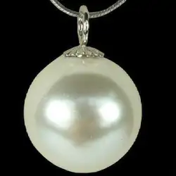 Быстрая ДОСТАВКА Блестящий 16 ММ Белое море shell жемчужное ожерелье 17 "ААА Класса (A0325)