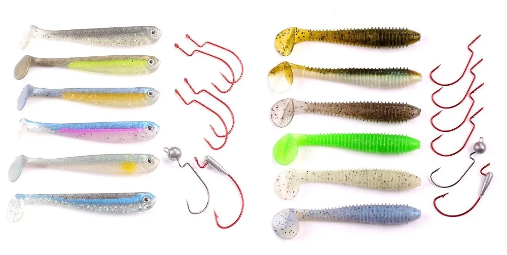 

Mizugiwa Worm Hooks Kit Fishing Soft Lure Baits Bass Jighead Hook Swing Impact Shiner Shad Tail Minnow Swimbaits Anzuelos Tackle