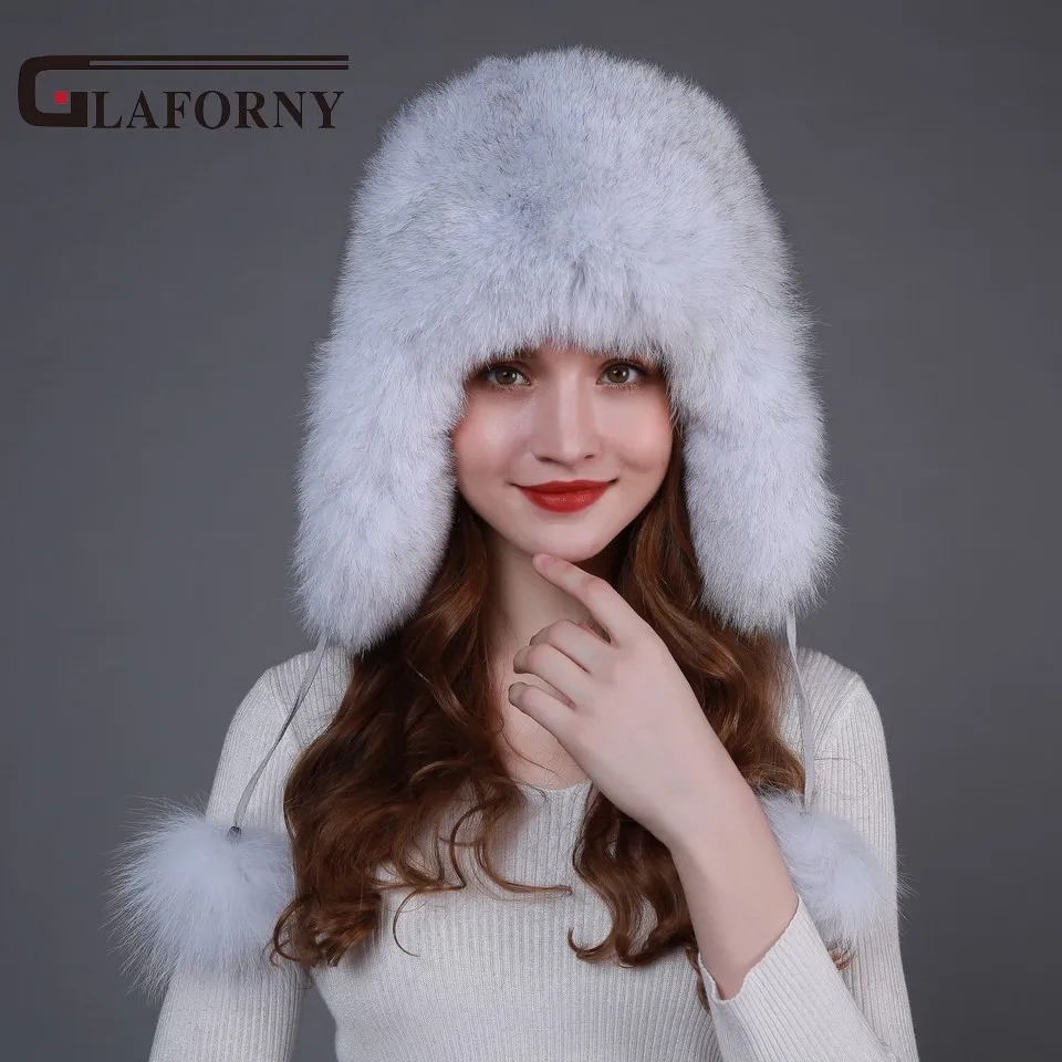 Шапка из лисьего меха Glaforny модная меховая защита для ушей русских женщин 2018
