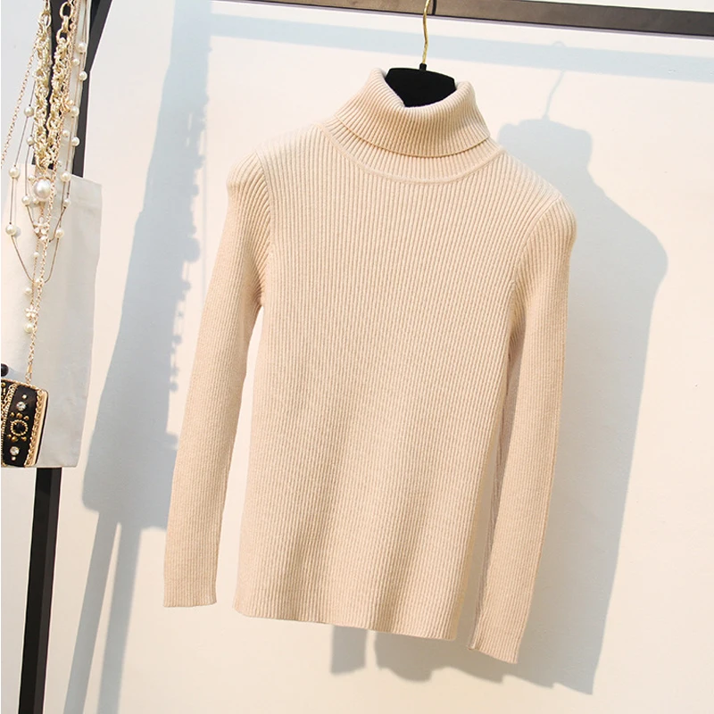 HLBCBG Loose Turtleneck LapelneckWomen Autumn Winter Sweater Thick Warm Pullover and Sweater Soft Long Sleeves Jumper Femme Pull