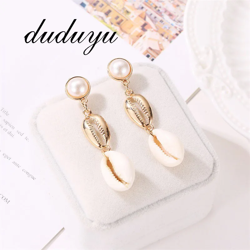

Fashion Imitation Pearls Drop Earring for Women Metal Shell Ladies Dangle Earrings Ear Jewellery Accessories Gift brincos