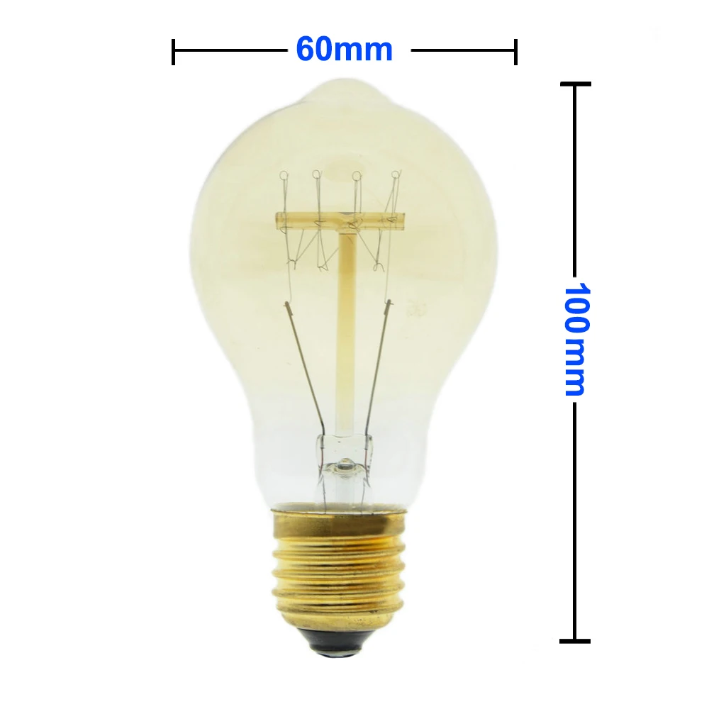 3 шт./лот ручной работы Edison лампа углеродная нить из прозрачного стекла, винтажная лампа Эдисона в стиле ретро лампа накаливания 40 Вт/60 Вт 220 V E27 A19