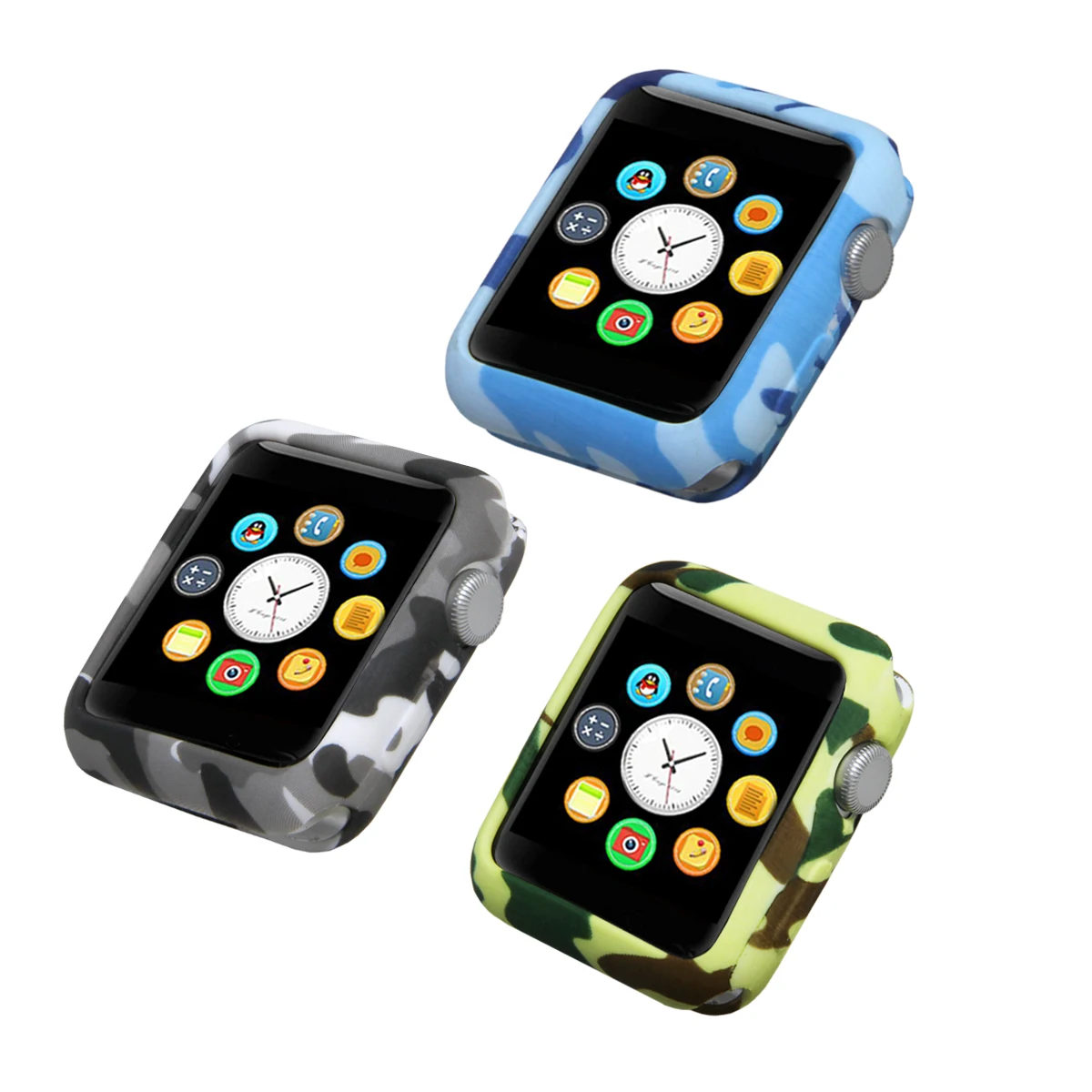 

TPU camouflage shell Case for Apple Watch serise 3 2 Colorful PC Frame cover shell 38 mm 42 mm perfect match 6color bumper