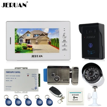 

JERUAN Home 7`` Video Door Phone Intercom System kit waterproof RFID Access Camera + 700TVL Analog Camera +power+E-lock In stock