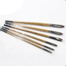 6 шт./компл. белка волос береза стержень масляные краски, кисти Hazel форма ручки высокое качество яркий металлический хром товары для рукоделия кисть
