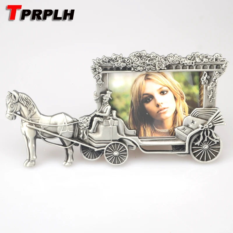 

TPRPLH Mini Photo Frames Vintage Picture Frames White Horse Carriage Photoframe F109
