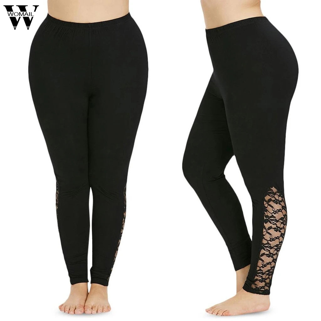 

Womail 2019 Hot Sale Plus Size Women Pants Fashion Skinny Lace Sexy Trousers High Waist Sport Pants Trousers For Ladies JUNE17
