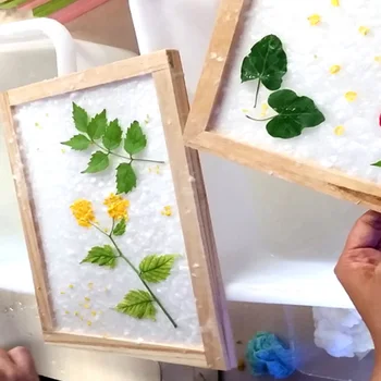 

Kids DIY Handmade Flower Paper Craft Table Decoration Ornaments Ancient Papermaking Method Tool Kit Gift