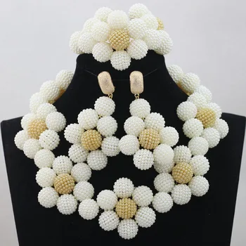 

New Design Beads Jewelry Set Huge Flowers Balls Nigerian Wedding Party Women Christmas Gift Necklace Sets Free Shipping ABL507