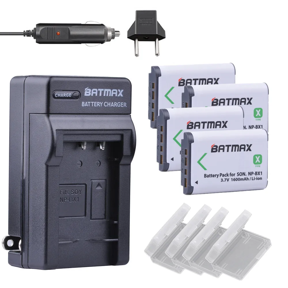 Batmax 4x Bateria NP BX1 батареи + Автомобильное зарядное устройство штепсельная вилка