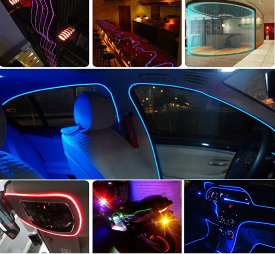 5 шт./лот автомобильный светильник окружающего воздуха, автомобильный светильник, направляющий интерьерный атмосферный светильник, мягкий, сделай сам, автомобильная атмосфера, ремонт, оптическое волокно, ленточная лампа