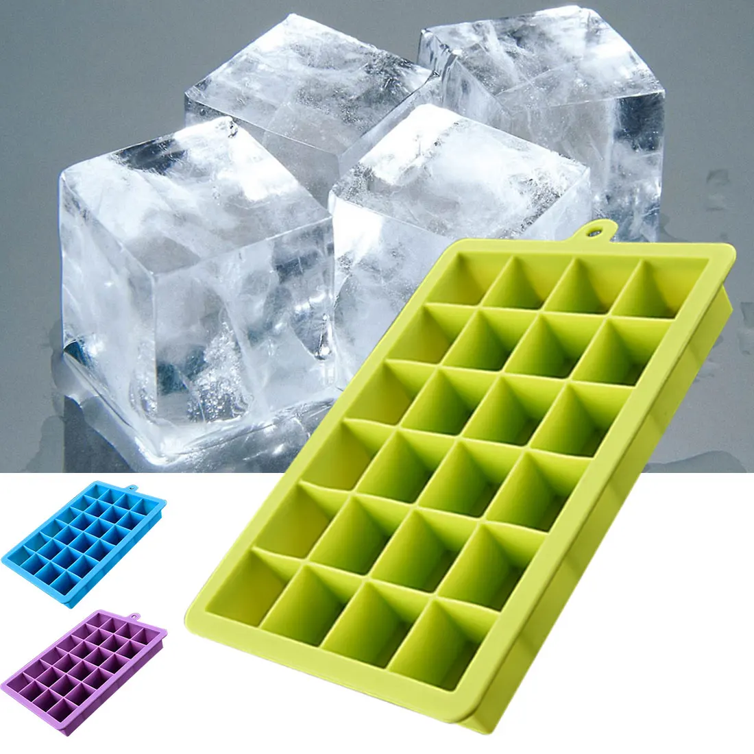 DIY Creative Square Shape Ice Cube Mold Large Silicone Ice Cube Tray