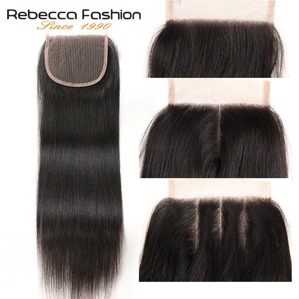 Rebecca Human Hair Bundles With Closure 3 4 Bundles With Closure Remy Hair Extension Peruvian Straight Hair Bundles With Closure