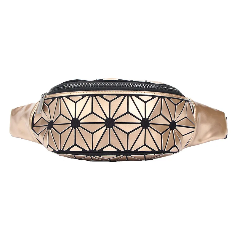 

Fashion girl's Luminous Waist Bags girl Waist Fanny Packs Belt Bag Brand Chest Handbag Geometry Waist Packs Mobile Phone Bag