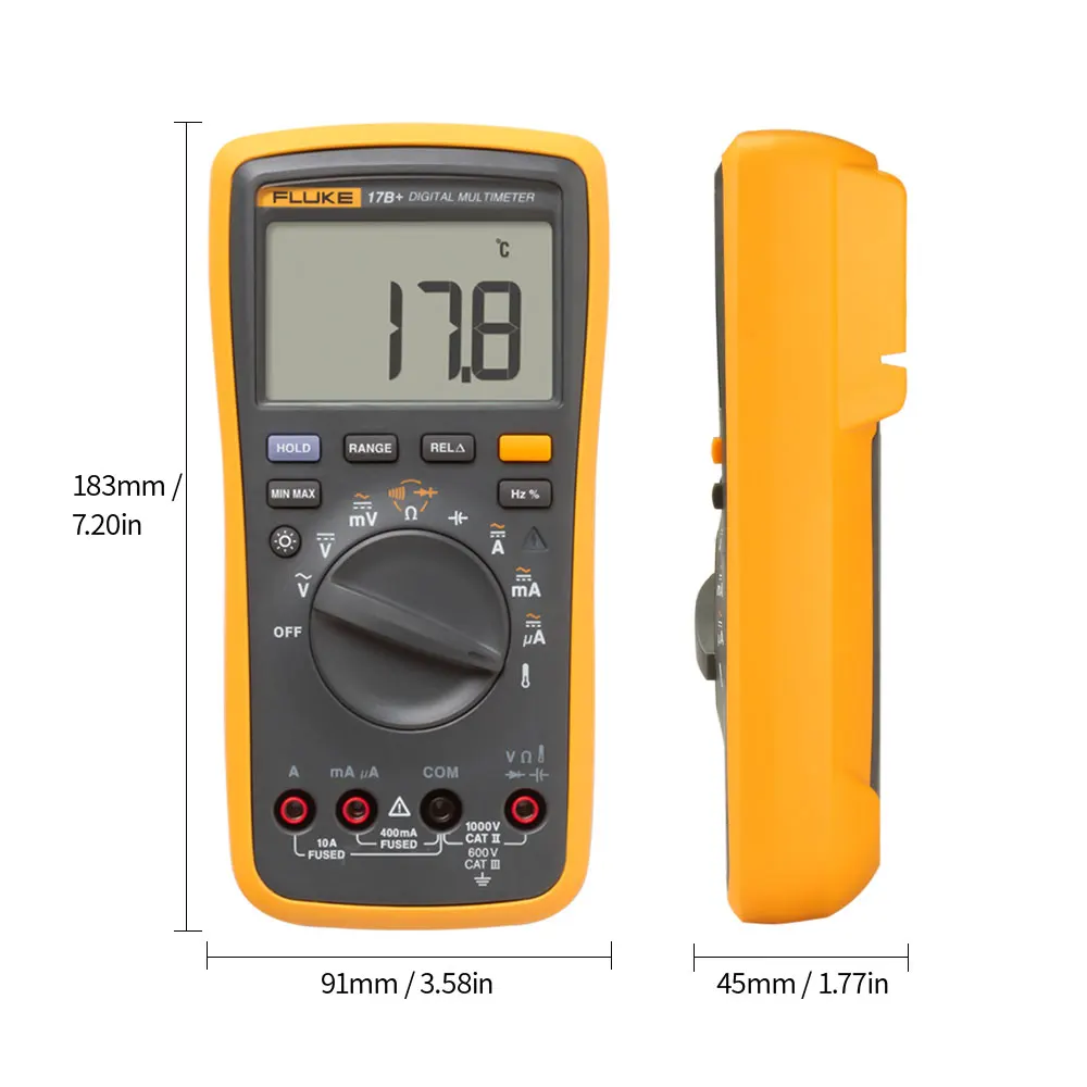 FLUKE F17B+ цифровой мультиметр Профессиональный 4000 отсчетов мультиметр портативный AC/DC Вольтметр Амперметр непрерывный тест ESR метр