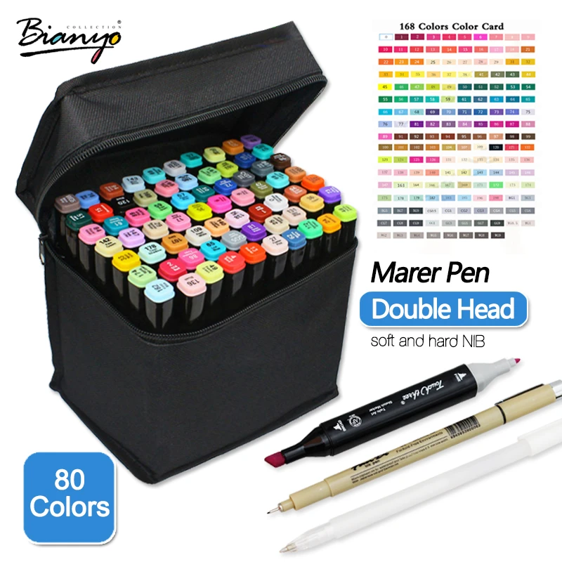 Dual Head Art Sketch Markers School Drawing Painting Copic Mark Pen Kit