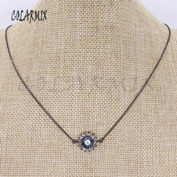 

Fashion High quality Zircon eye charms pendant necklace Fashion micro pave pendant abalone charms necklace 4482