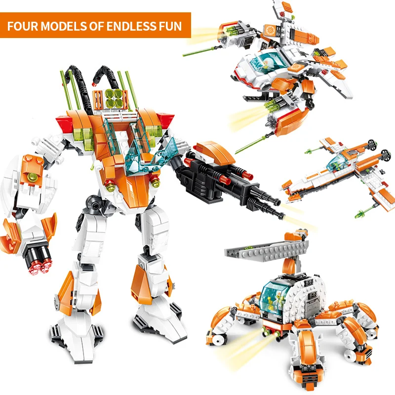 

Interstellar series Building Block Bricks Deformation Robot spaceship DIY Robot Toys Boy Educational gift Compatible Legoings