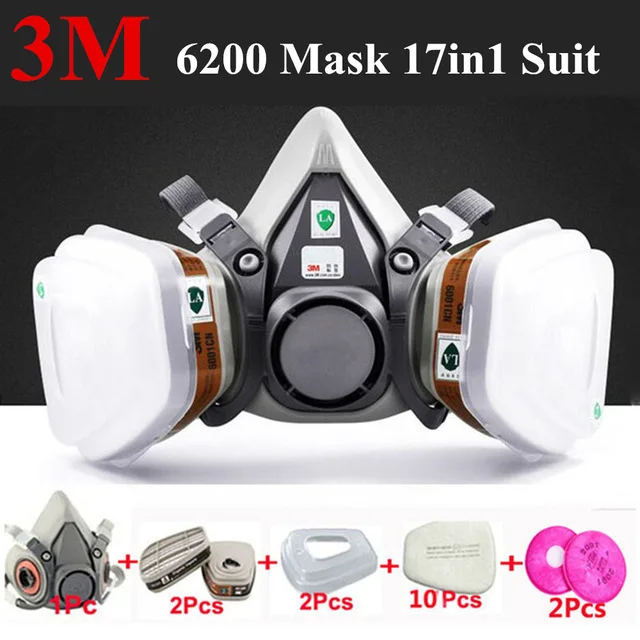 17 in 1 suit 3 м 6200 17 в 1 костюм полуреспиратор для окрашивания лица, противогаз, Защитный Рабочий фильтр, Пылезащитная маска - Цвет: 17 in 1 suit