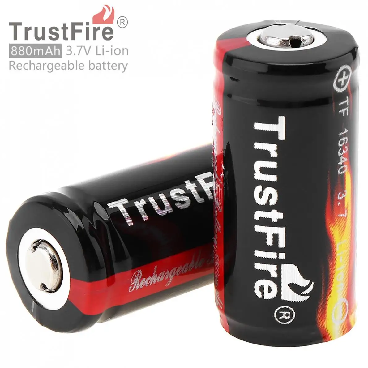 TrustFire 2PCS CR123A 3.7V 880mAh 16340 Protected Li-ion rechargeable Battery for Led Flashlight 16340 Battery with PCB