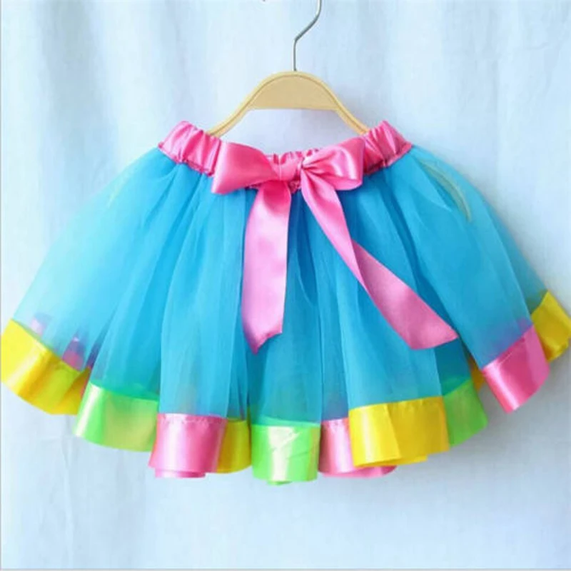 Одинаковые комплекты для семьи детские юбки для мамы и дочки 7 стилей, Радужный принт, юбка-пачка с высокой талией и бантом вечерние платья для взрослых, один размер