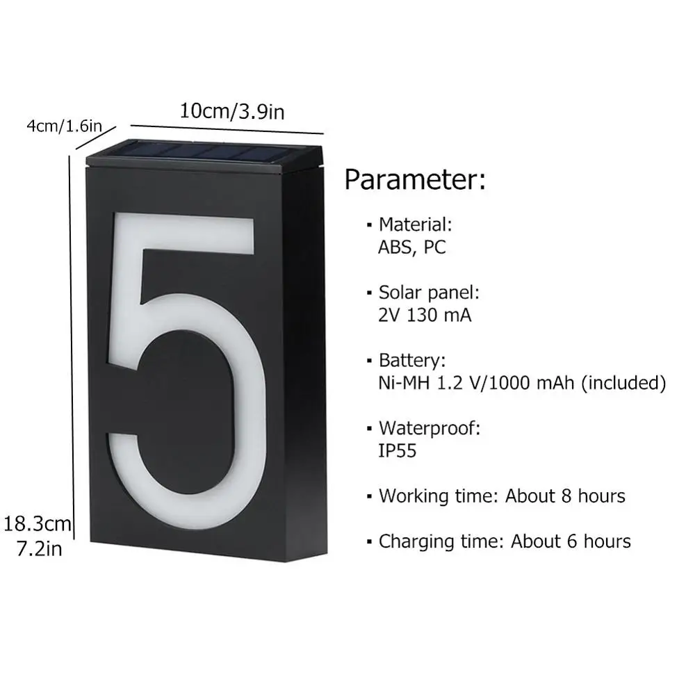 Solar Led Light Solar 6 LED Illumination Doorplate Lamp House Number Outdoor Lighting Porch Lights With Solar Battery