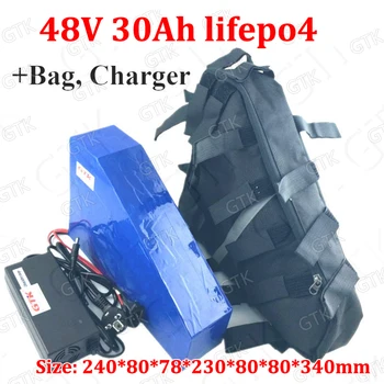 

48V 30AH Lifepo4 Triangle battery long cycle life for 3000w Electric Scooter bike Two Wheel tricycle + charger+ Bag