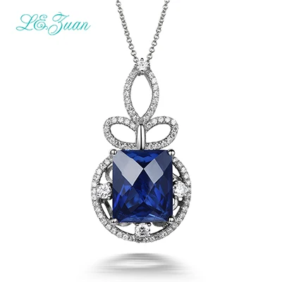 L& zuan ожерелье из стерлингового серебра 925 пробы 7.23ct Роскошный кулон из синего камня изысканные украшения колье ожерелья подвески для женщин