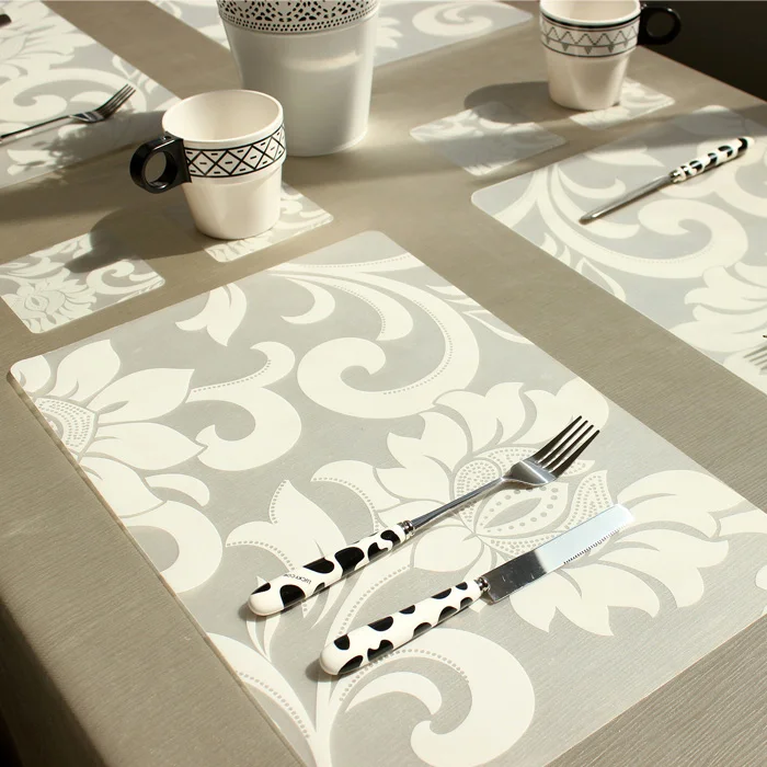 

6pcs/lot 45*30cm Freeshipping Rectangular grid PVC insulation mat table bowls mat Western pad Placemats