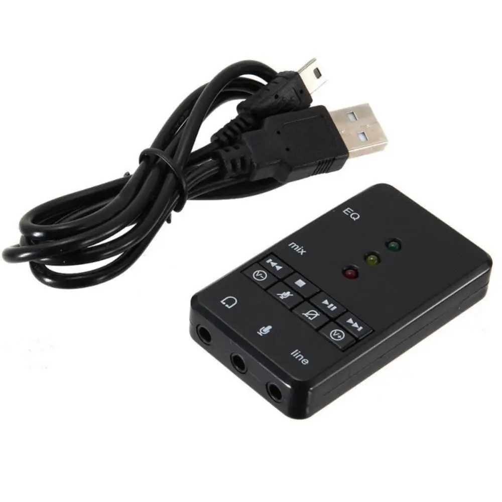 

7.1 Channel External USB2.0 Sound Card with 3.5mm Headset Mic 3D Audio Adapter