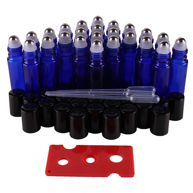 24pcs 10ml Cobalt Blue Essential oil Glass Roll on Bottles Vials with