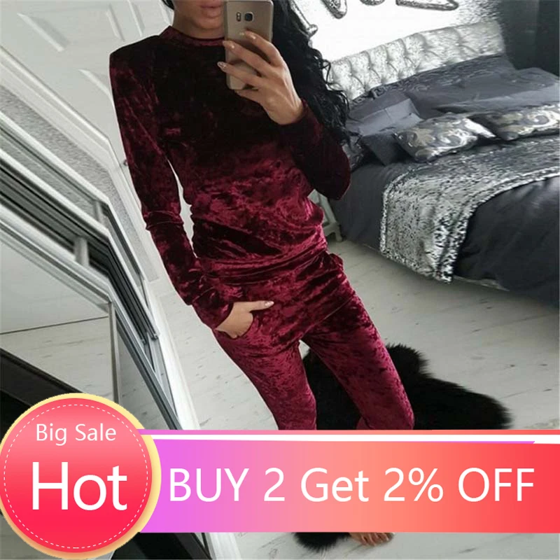 Koop Herfst Fluwelen Trainingspakken Vrouwen Set Suits Winter Tweedelige Trainingspak Set Vrouwen Warm Sweatshirt 2 Delige Set Dames Broek pak