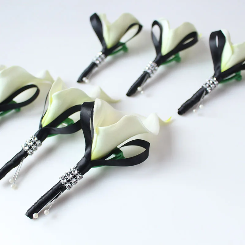 white black wedding boutonniere  (6)