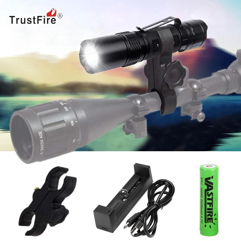 

Trustfire T3 Tactical LED Weapon Lights 1000LM Ultra Bright torch T3 Camping light 1 switch Modes use 18650/CR123A Battery