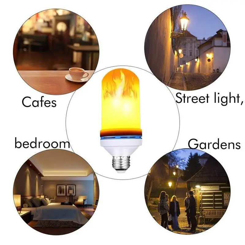 Лампа пламени, светодиодная лампа с эффектом пламени 4 режима, стандартная база E26, аналоговые декоративные огни, для украшения праздника/гостиницы/бара/