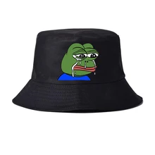 Черная шляпа-ведро с изображением плачущей лягушки для женщин и мужчин, хлопковые шляпы с принтом рыбака на весну и лето, Солнцезащитная шляпа для влюбленных, плоская шляпа от солнца